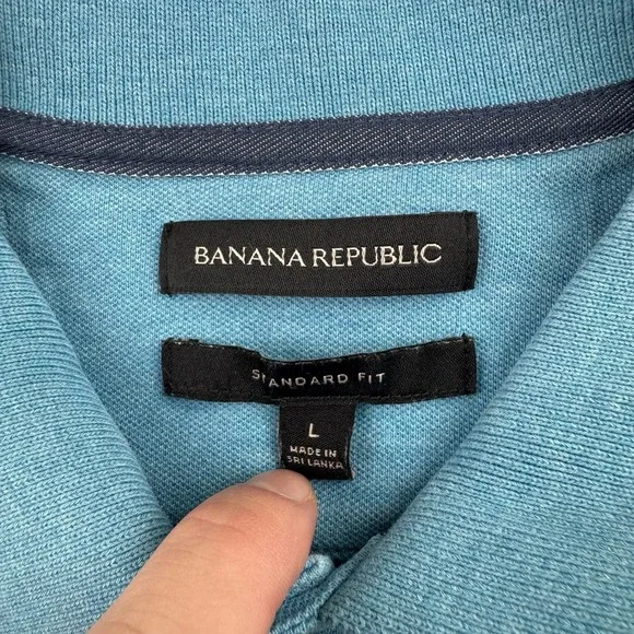 Banana Republic Polo Shirt Mens Large Blue Standard Fit Elephant Logo Preppy - Picture 4 of 8